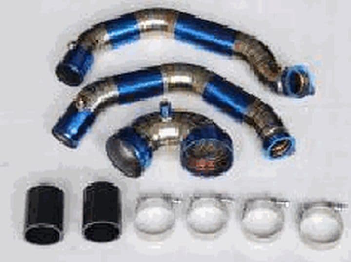 Charge pipe – BMW M3 / M4 (F80/F82) S55, titanium, blue